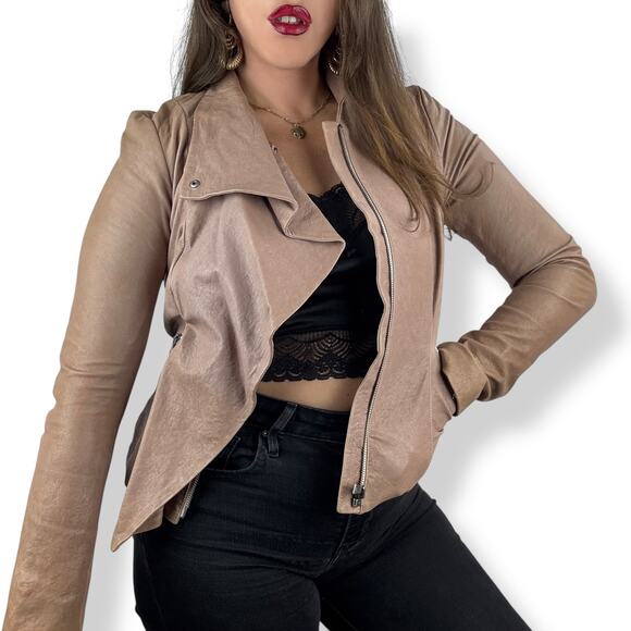 DIANE VON FURSTENBERG tan lamb leather jacket - Picture 1 of 16